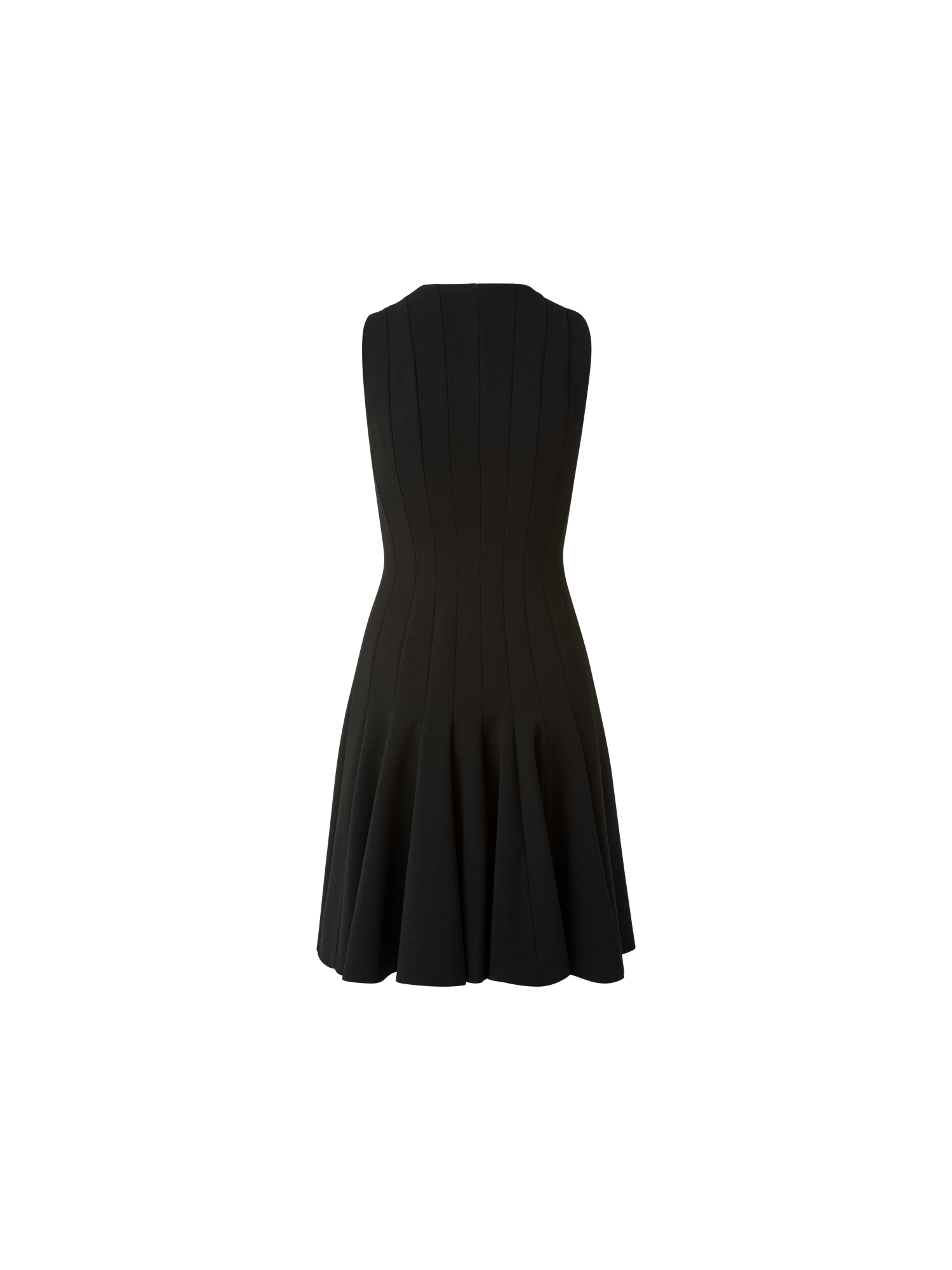 Designer Wool Double-Face Dress with Skaters Pleats - black