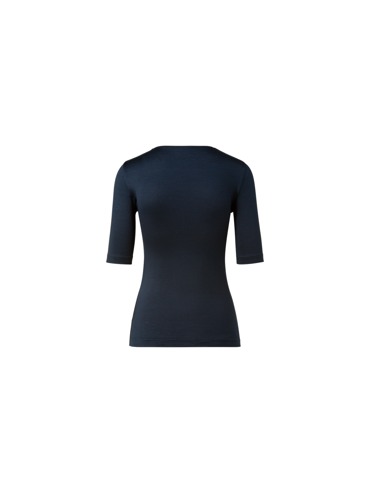 Designer 3/4 Length Sleeve Shirt from Silk Jersey - navy - blue