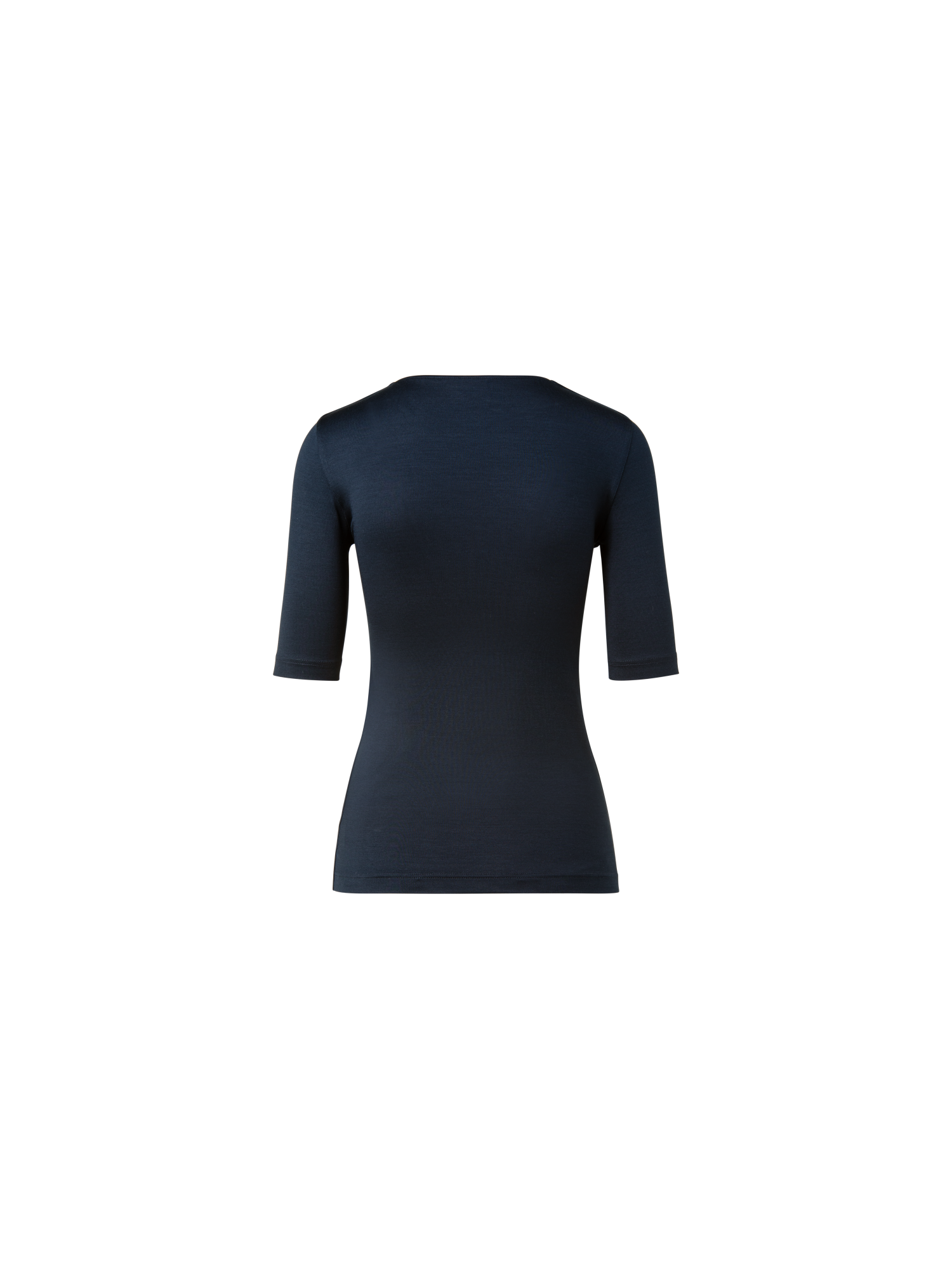 Designer 3/4 Length Sleeve Shirt from Silk Jersey - navy - blue