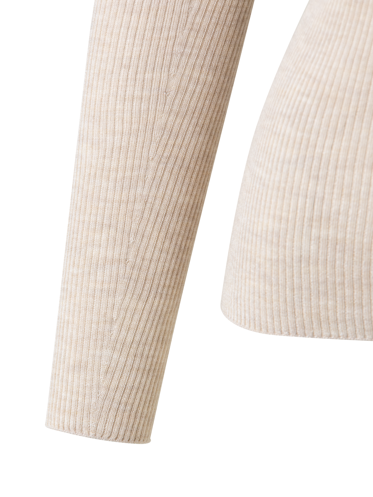 Designer Cashmere Silk Fine Rib Mockneck - neutral - beige