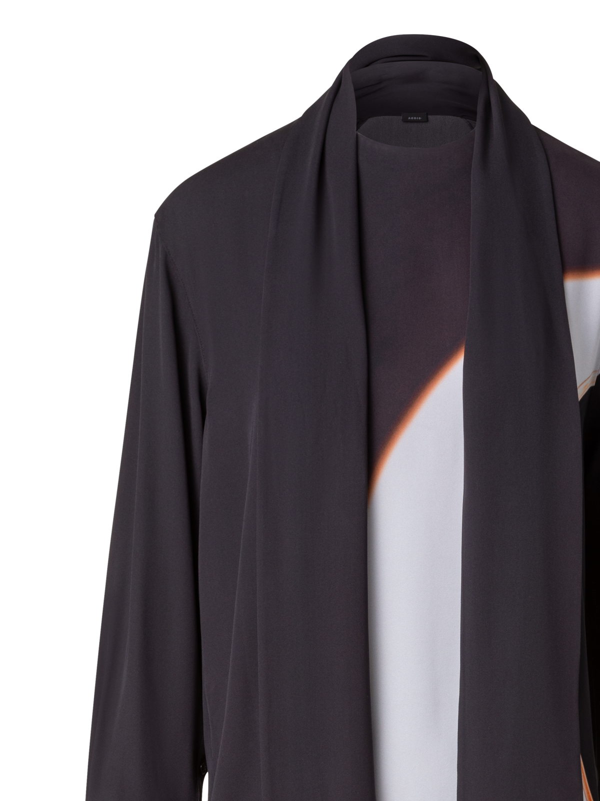 Designer Long Silk Crêpe Tunic with Mocca Loop Print - brown - multicolor