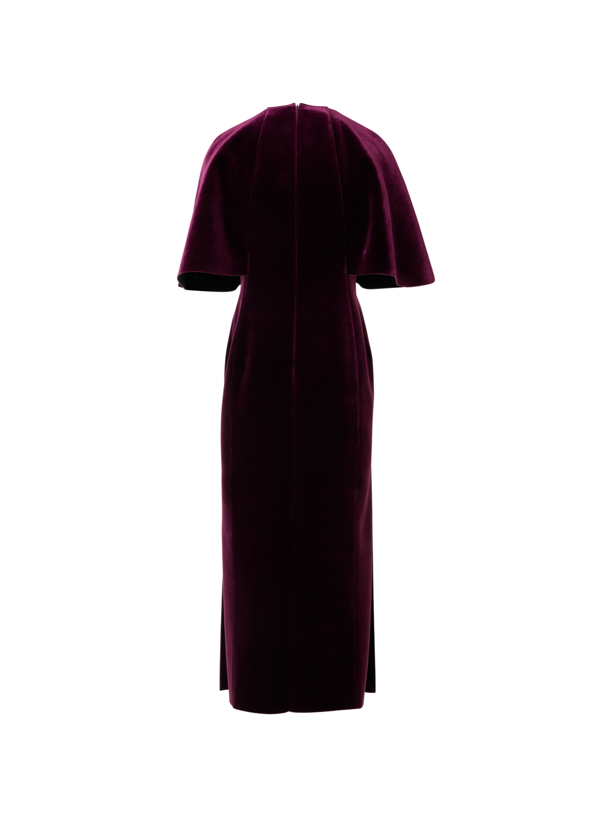 Designer Velvet Neoprene Midi Dress with Cape Sleeves - red