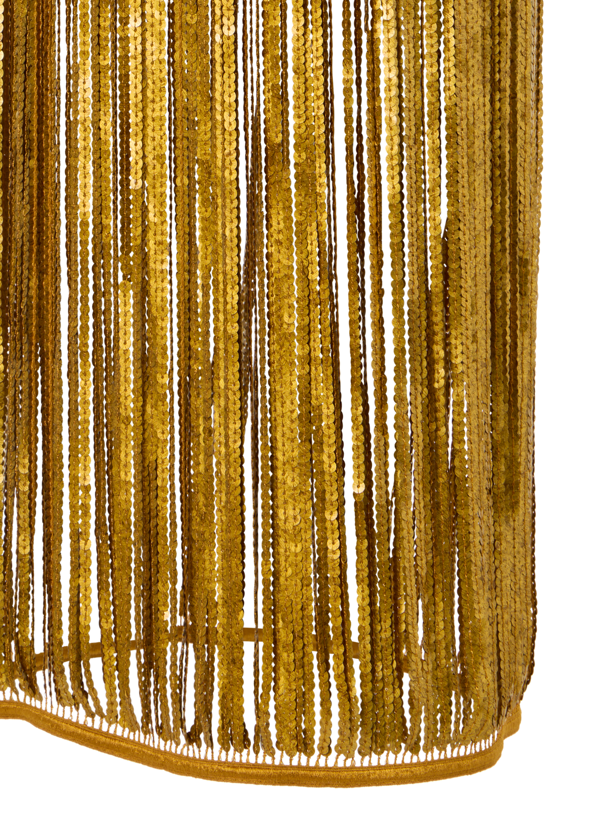 Designer Sequin Fringe Midi Skirt - gold