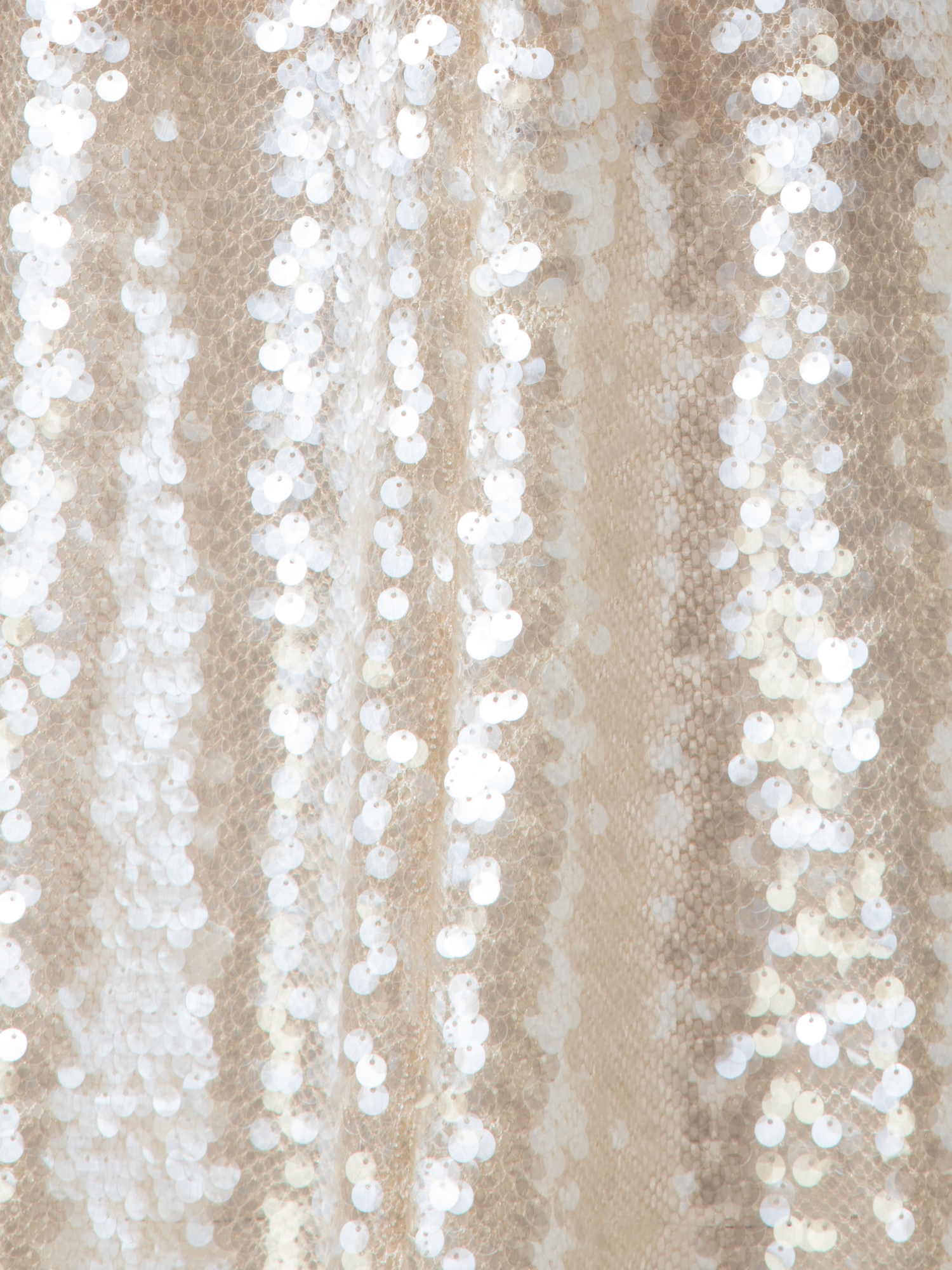 Designer Long Sequined Evening Gown - neutral - pastel - beige