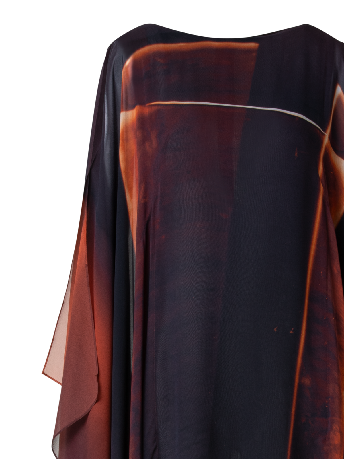 Designer Caftan Silk Gown with Tube Print - brown - multicolor - orange