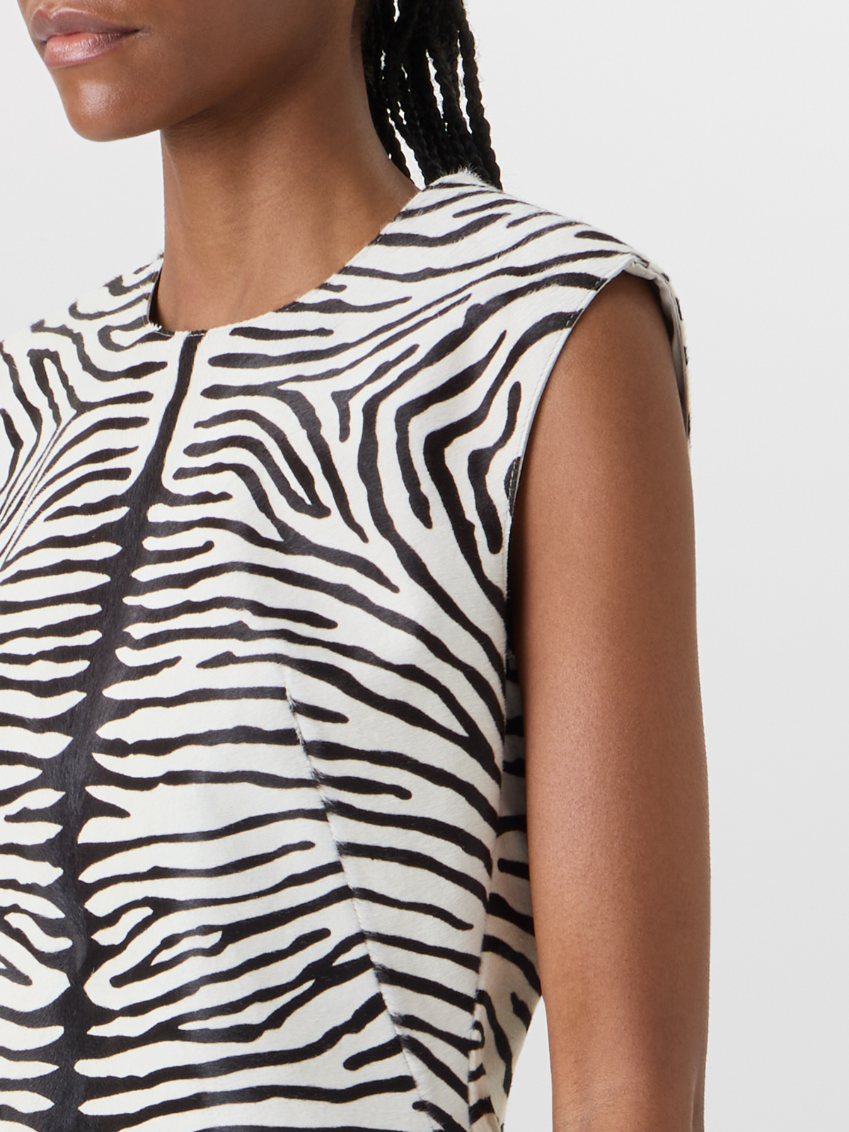 Designer Sleeveless Calfskin Sheath Dress - multicolor #editorial