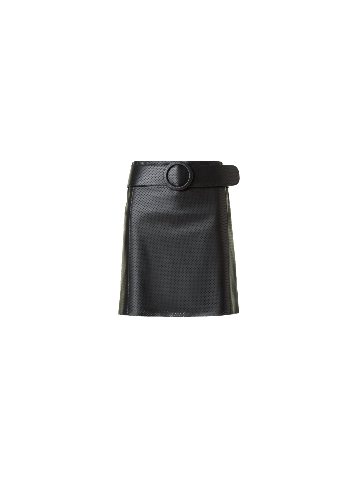 Designer Low Waist Belted Leather Mini Skirt - black - neutral