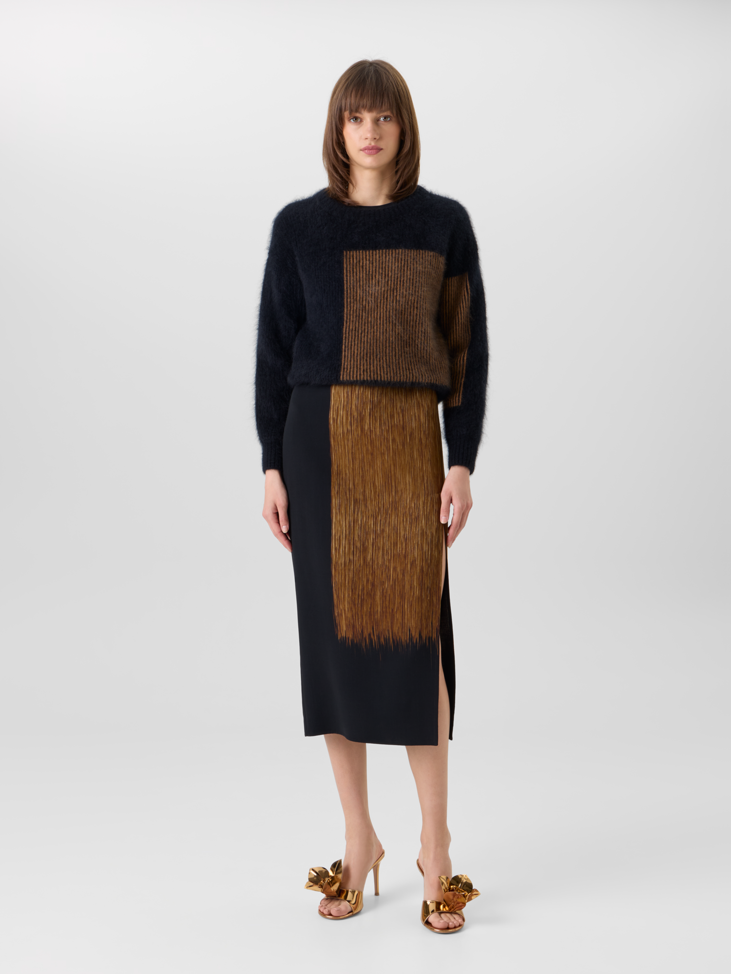 Designer Cloud Cashmere Sweater in Oro Lienzo Jacquard - black - brown - multicolor 