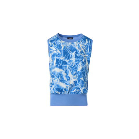 Silk Knit Top with Whitecaps Print