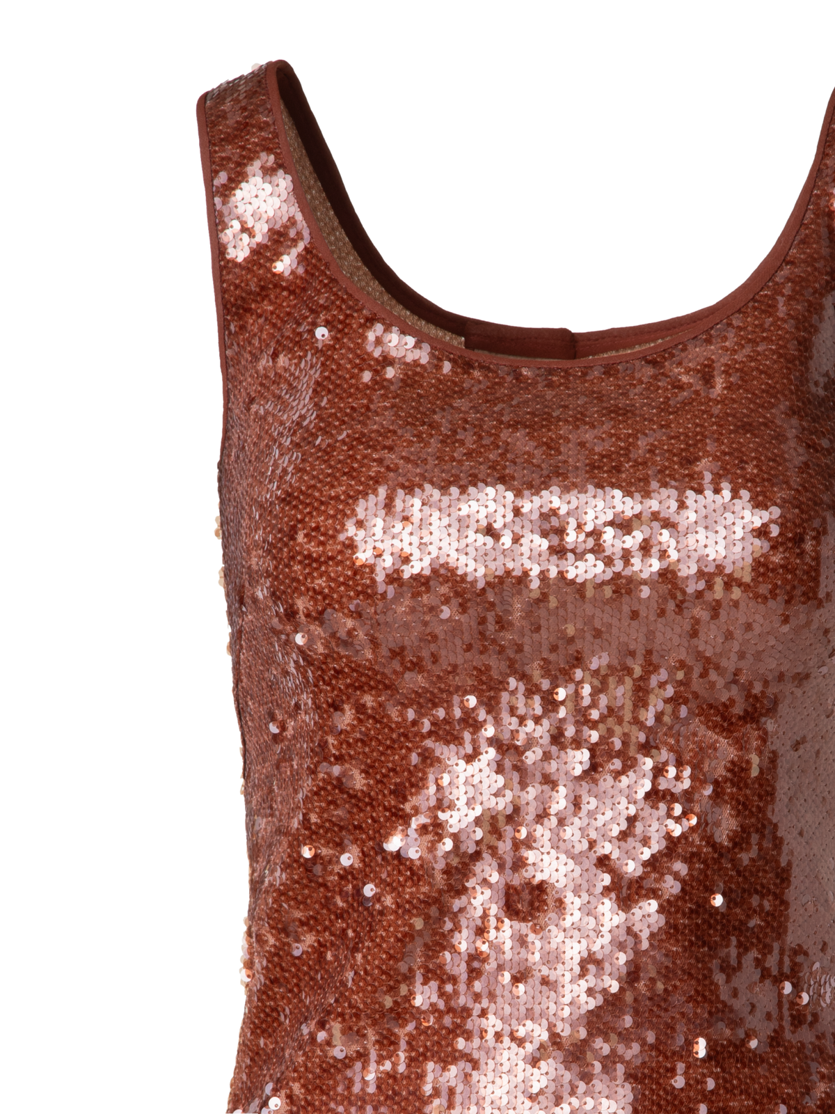 Designer Sleeveless Top with Sequins Allover - brown