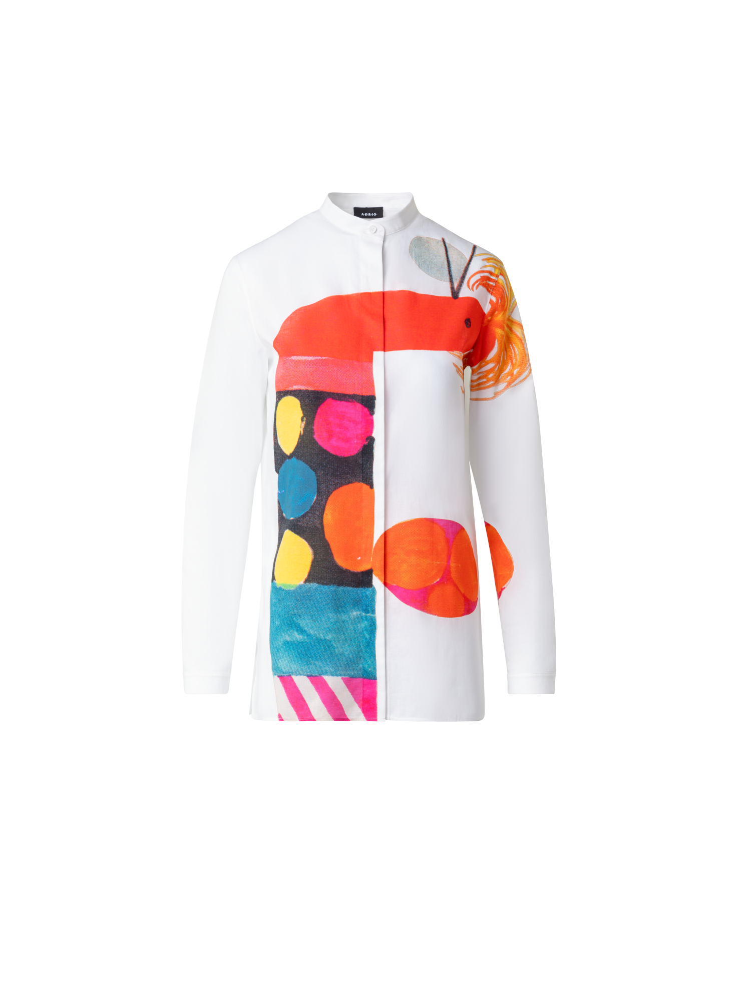 Designer Cotton Voile Blouse with Rooster Print - multicolor