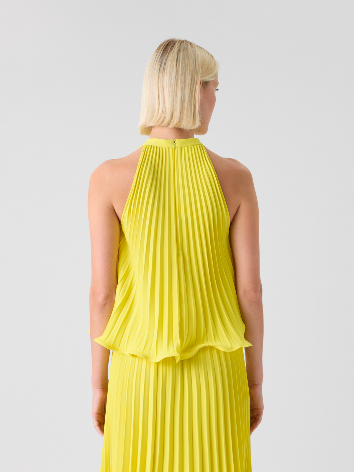 Designer Plissé Crêpe Halter Top - yellow #editorial