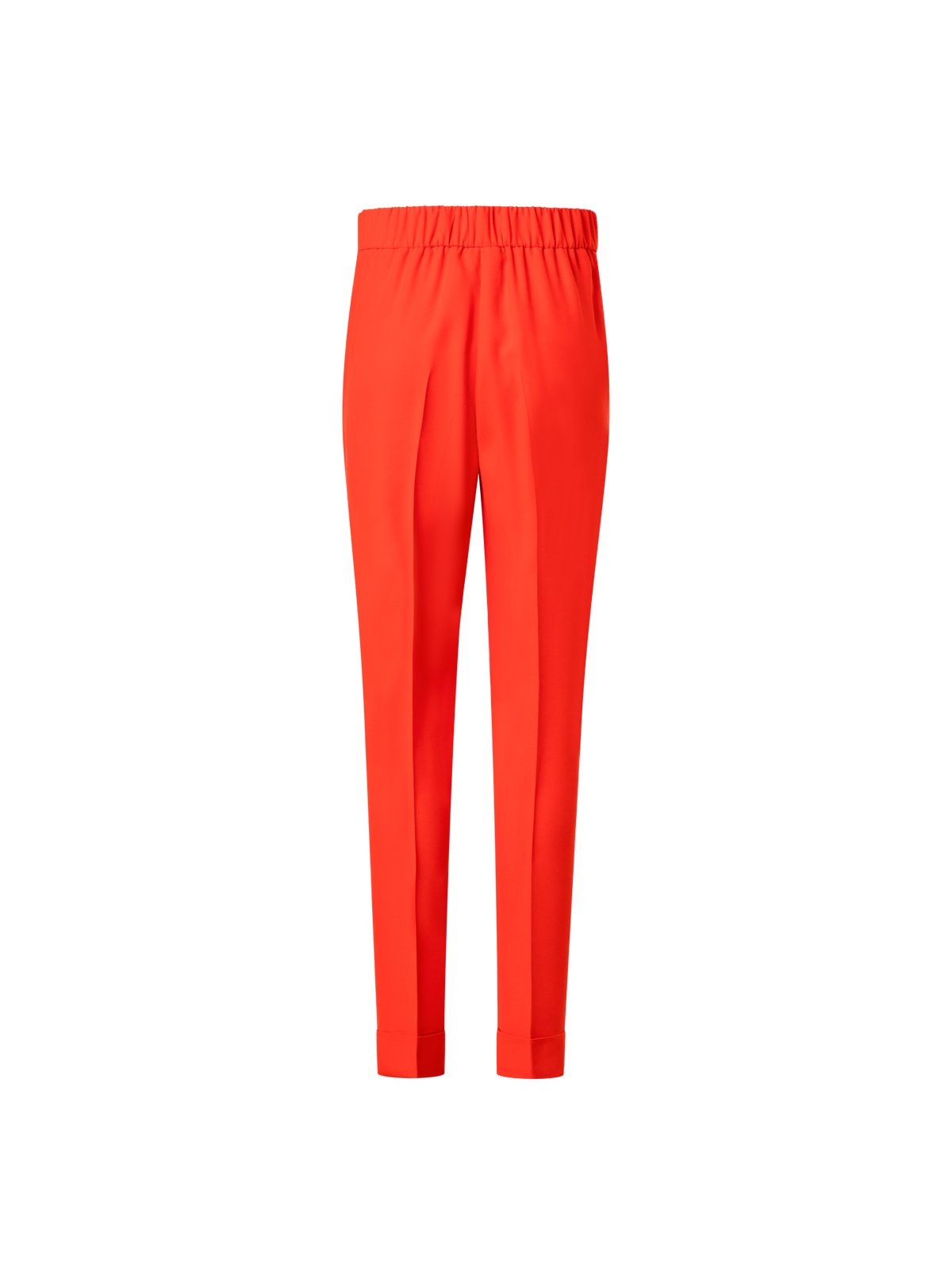 Designer Tapered Crêpe Pants with Elastic Back - red