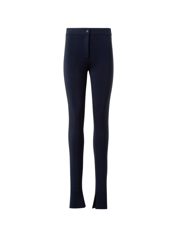 Designer Skinny Stretch Jersey Leggings with Slit - neutral - navy - blue
