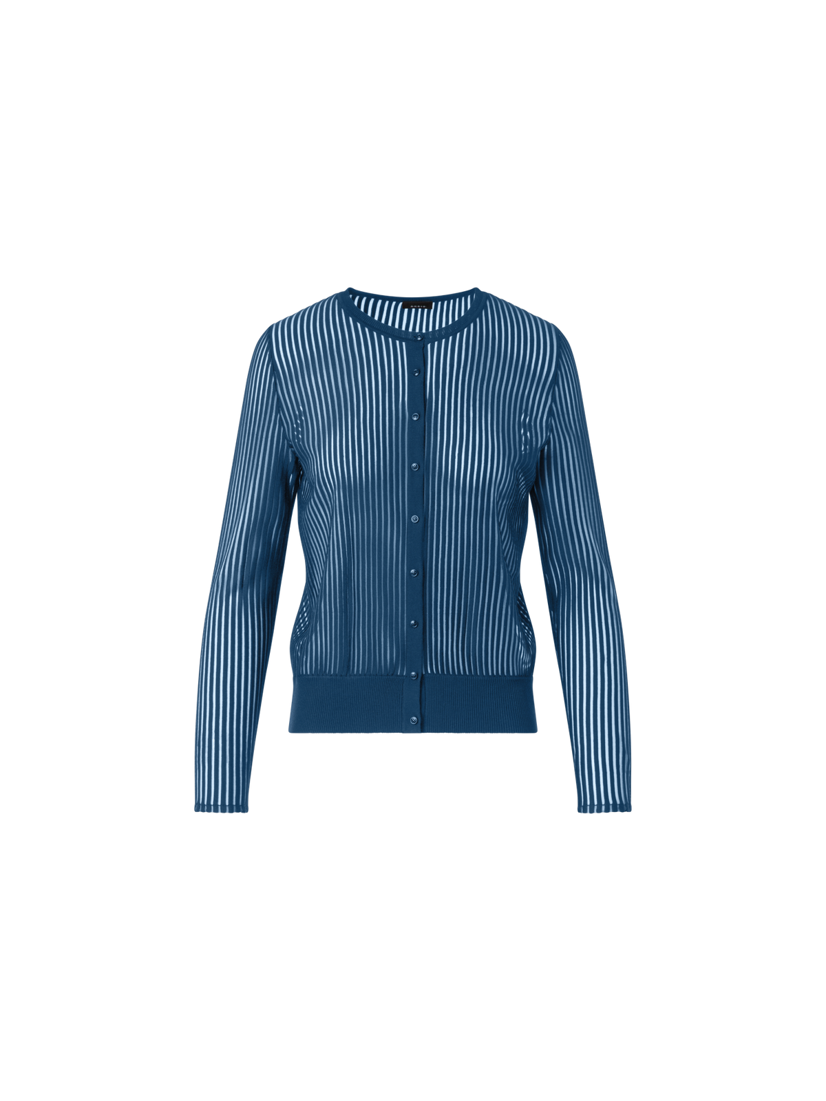 Designer Knit Cardigan in Silk Blend Structured Lines - blue