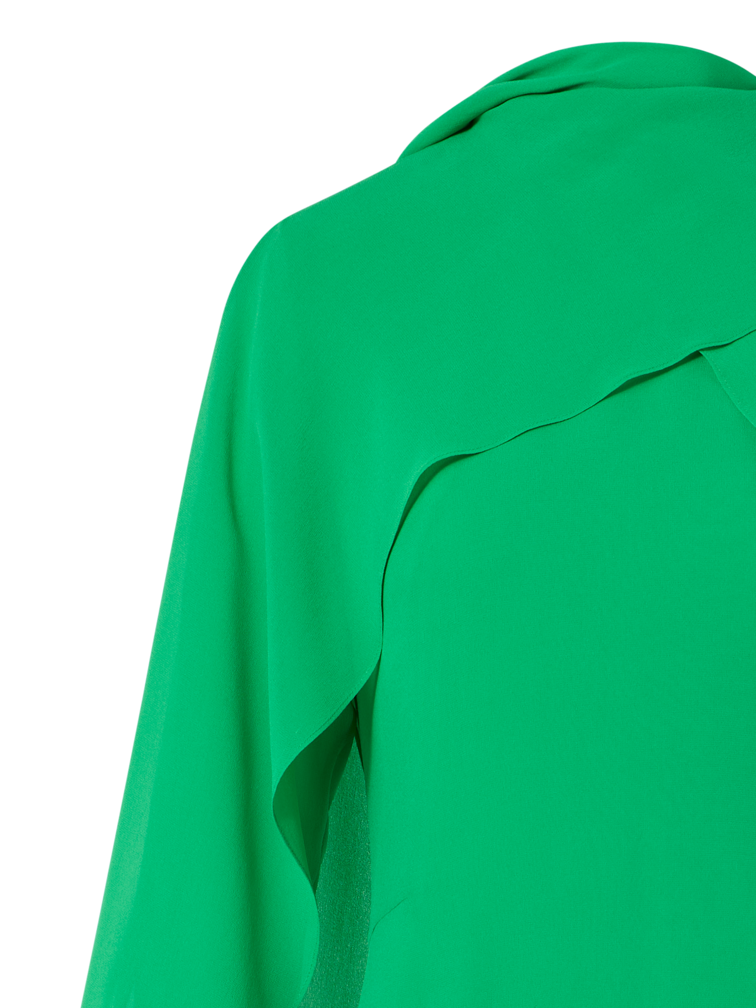Designer Silk Georgette Asymmetrical Gown with Cape Sleeves - green