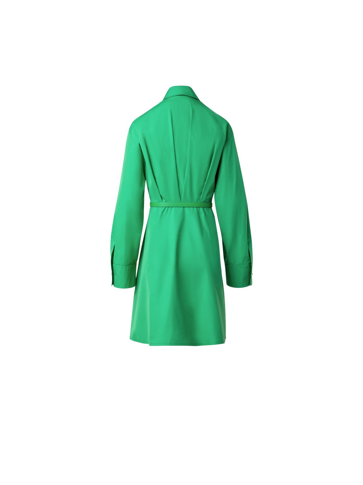 Designer Pleated Cotton Shirt Dress - green