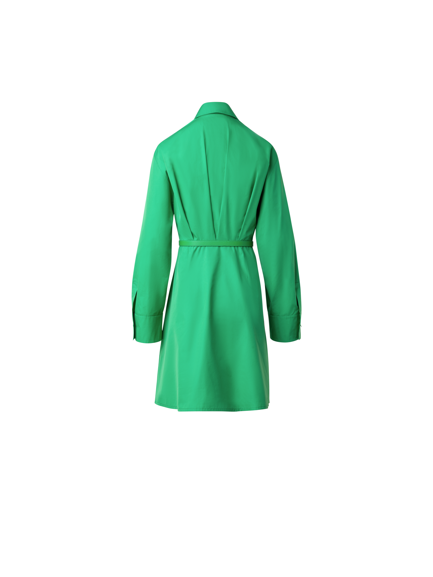 Designer Pleated Cotton Shirt Dress - green