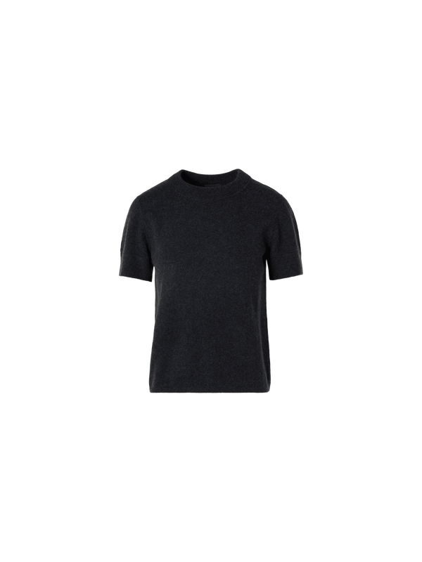 Designer Cashmere Knit Sweater with Short Sleeves - grey