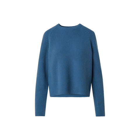 Boxy Rib Knit Sweater in Pure Cashmere