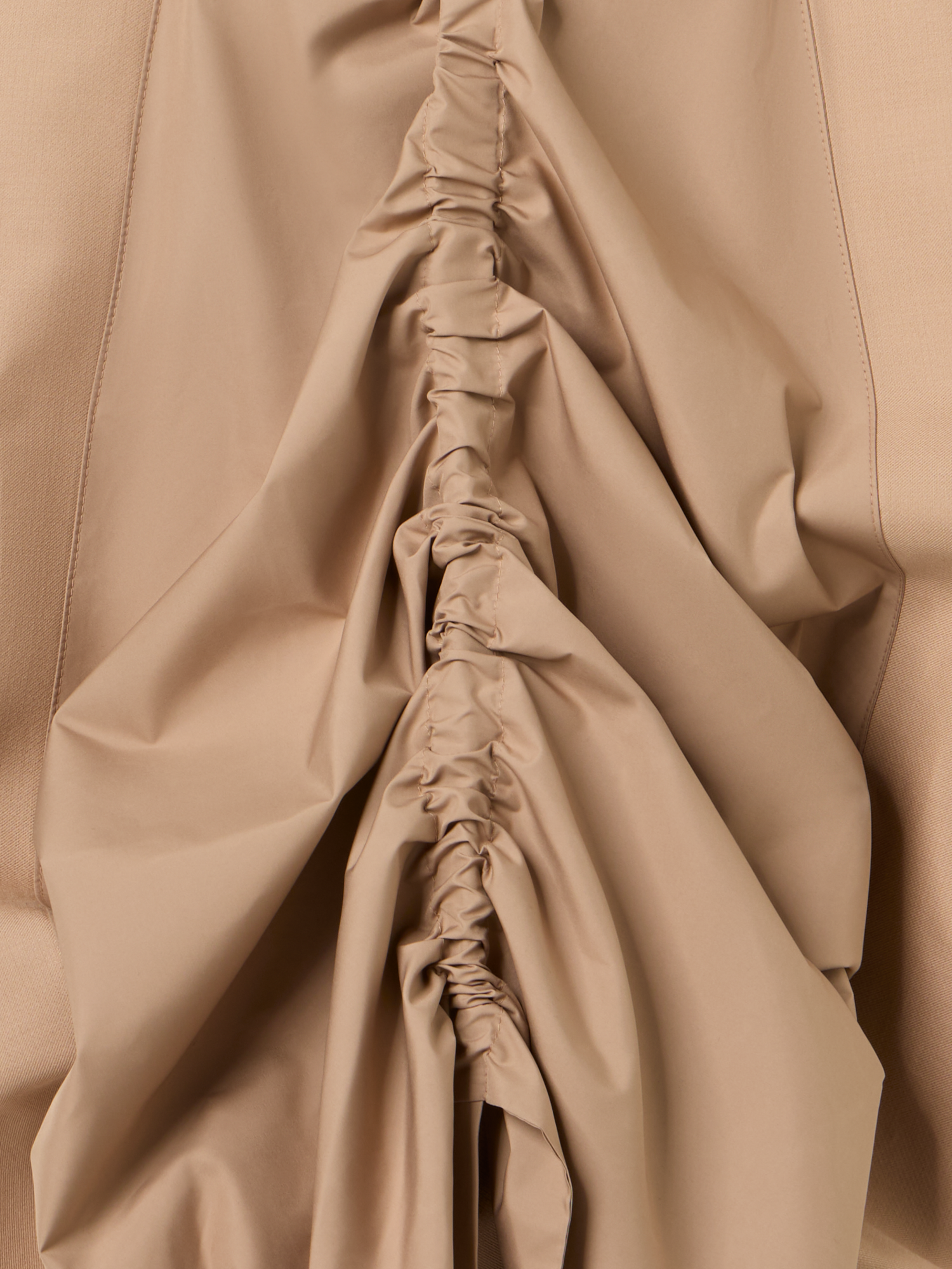 Designer Flared Cotton Double-Face Midi Skirt - beige