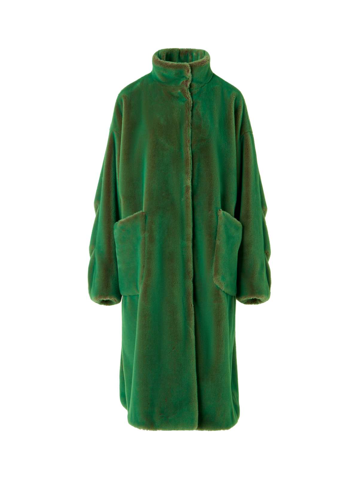 Designer Oversize Changeant Faux Fur Coat - green