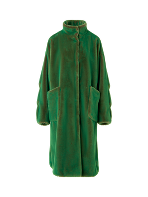 Designer Oversize Changeant Faux Fur Coat - green