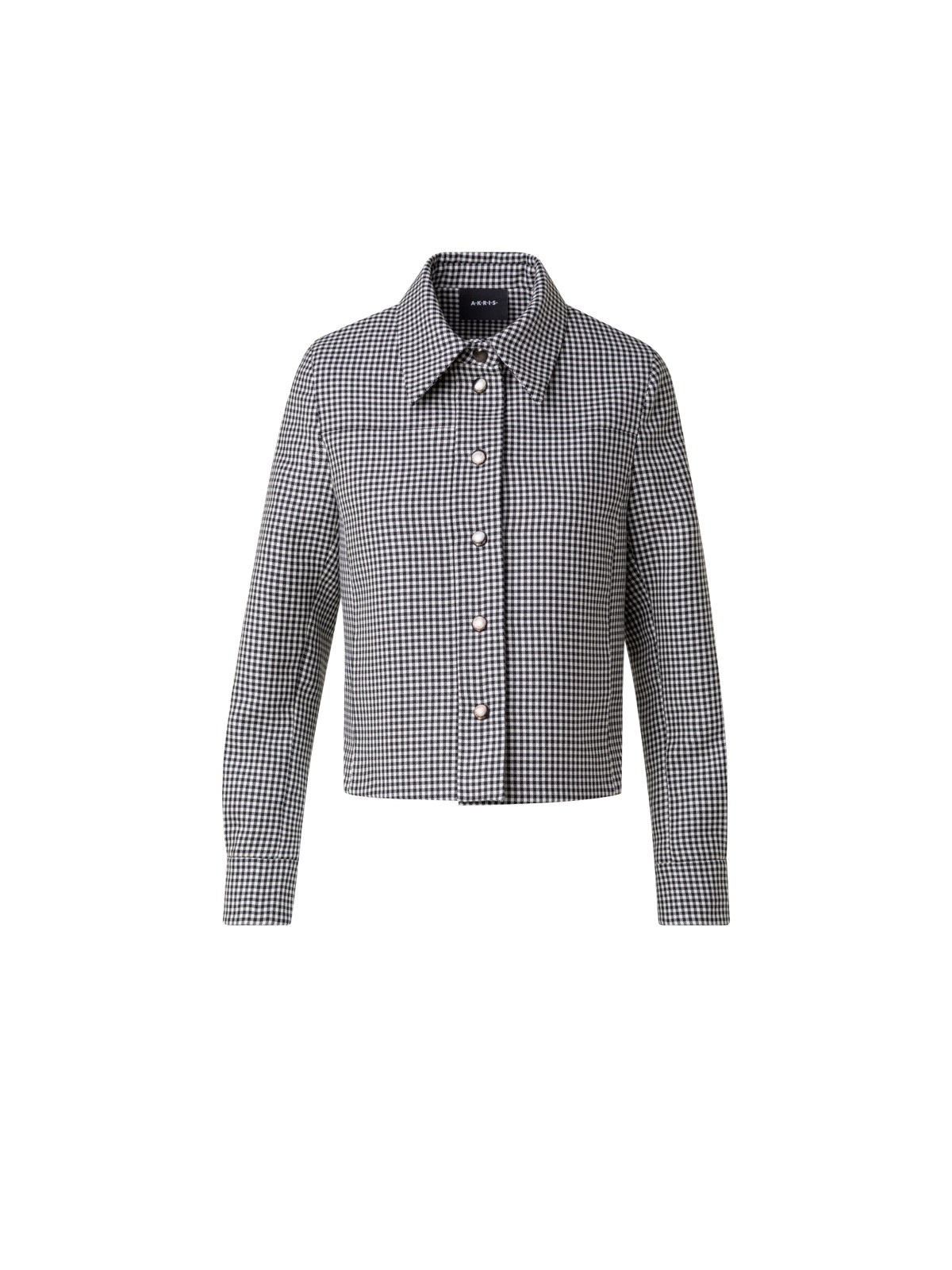 Designer Short Vichy Shirt Jacket in Wool Double-Face - black - multicolor