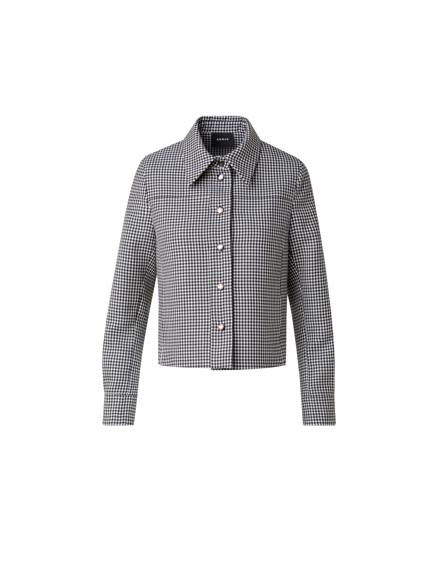 Designer Short Vichy Shirt Jacket in Wool Double-Face - black - multicolor