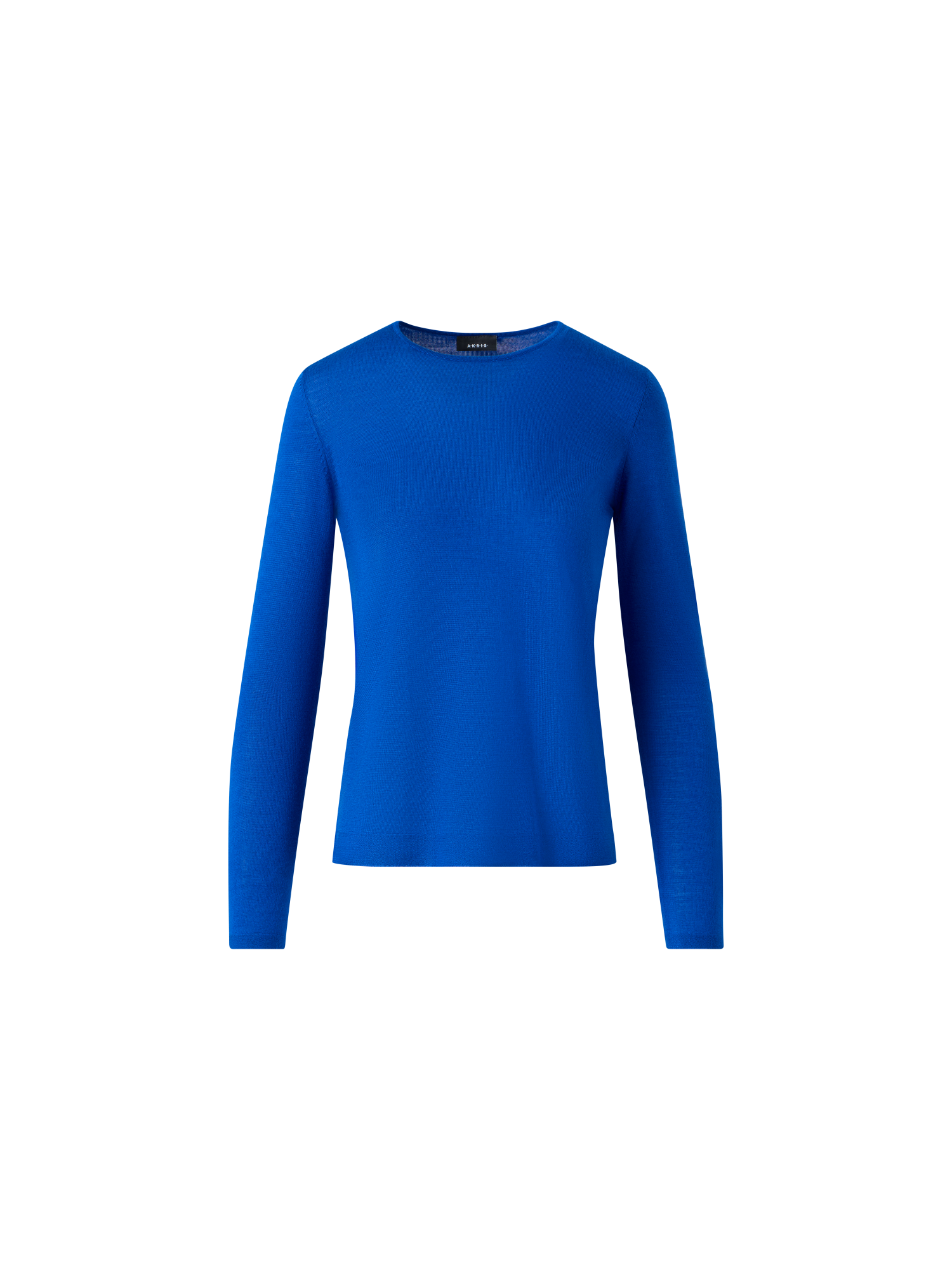 Designer Seamless Crew Neck Sweater in Cashmere Silk - blue