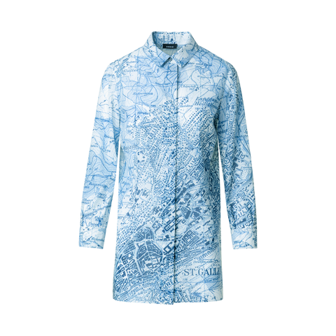 St. Gallen Map Print Cotton Tunic Blouse