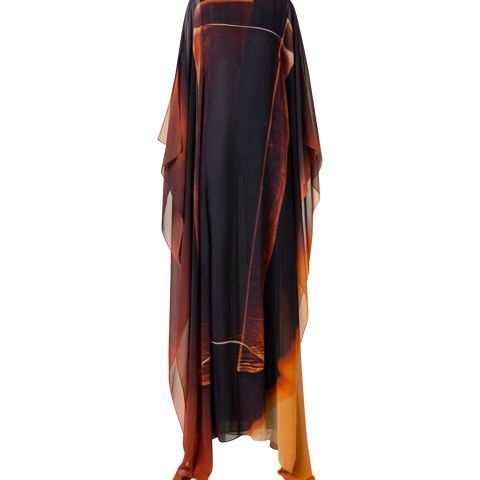 Caftan Silk Gown with Tube Print