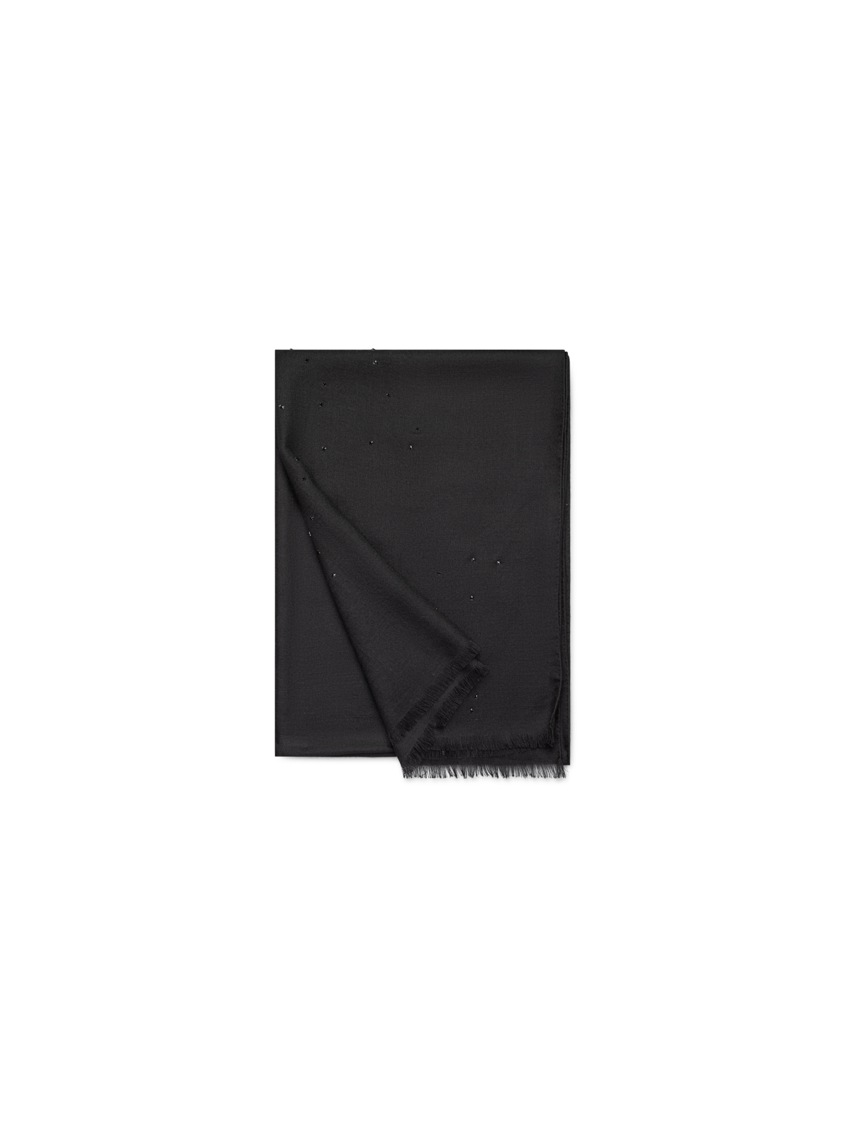 Designer Scarf in Cashmere Silk with Crystals  - black
