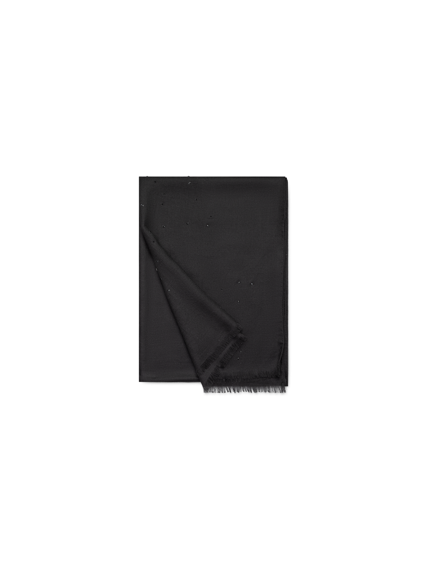 Designer Scarf in Cashmere Silk with Crystals  - black