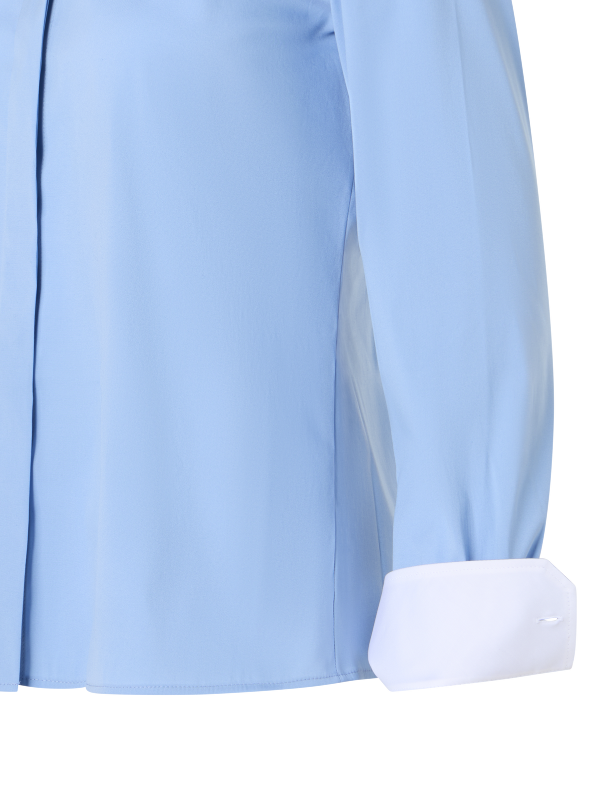 Designer Cotton Poplin Blouse with Contrast Cuffs - blue