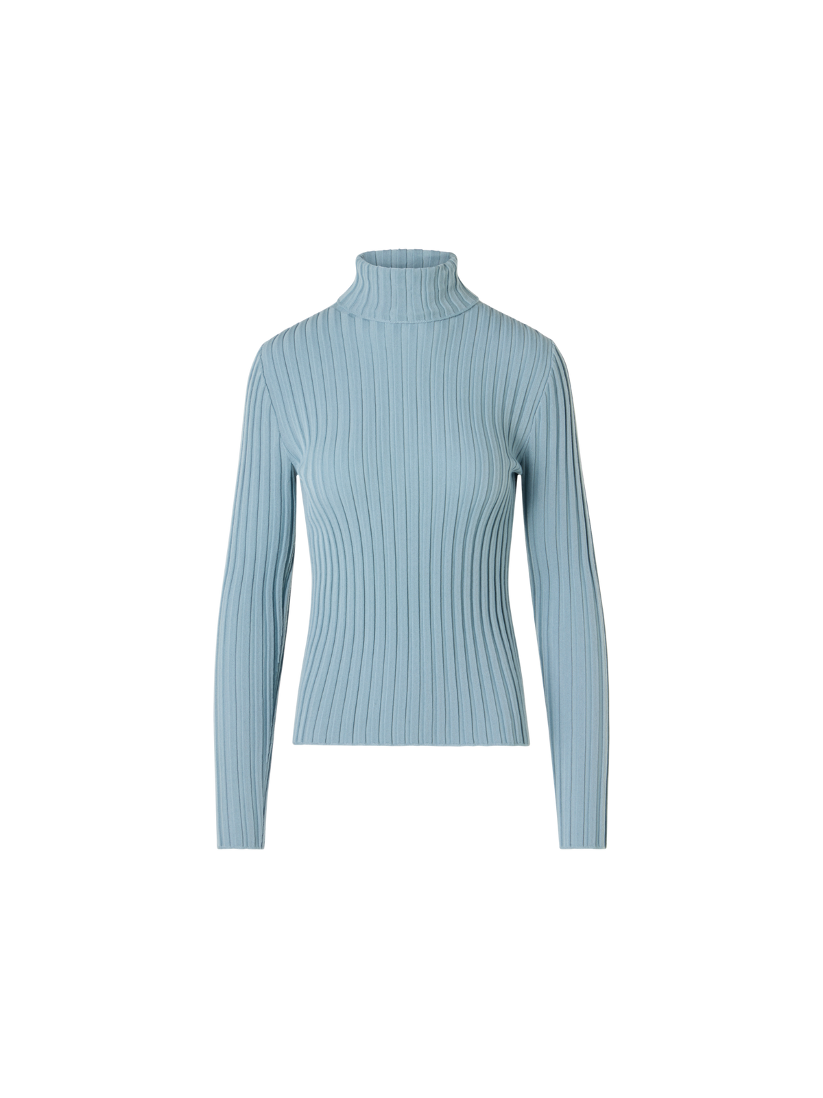 Designer Reversed Rib Merino Knit Turtleneck - blue