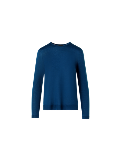 Designer Long-Sleeve Cashmere-Silk Knit Sweater - blue