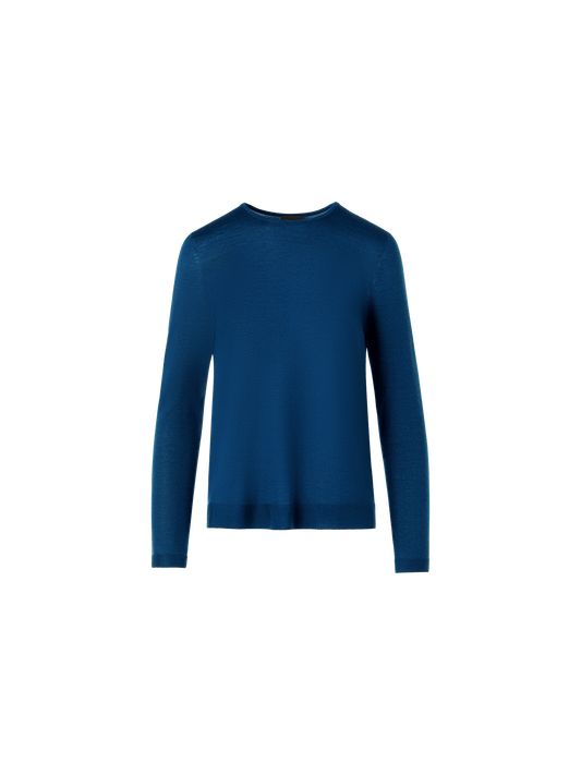 Designer Long-Sleeve Cashmere-Silk Knit Sweater - blue