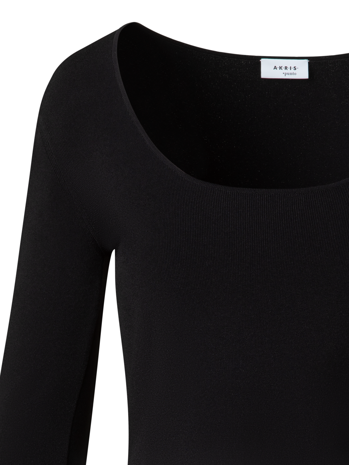 Designer Cropped Long Sleeves Knit Top in Viscose - black