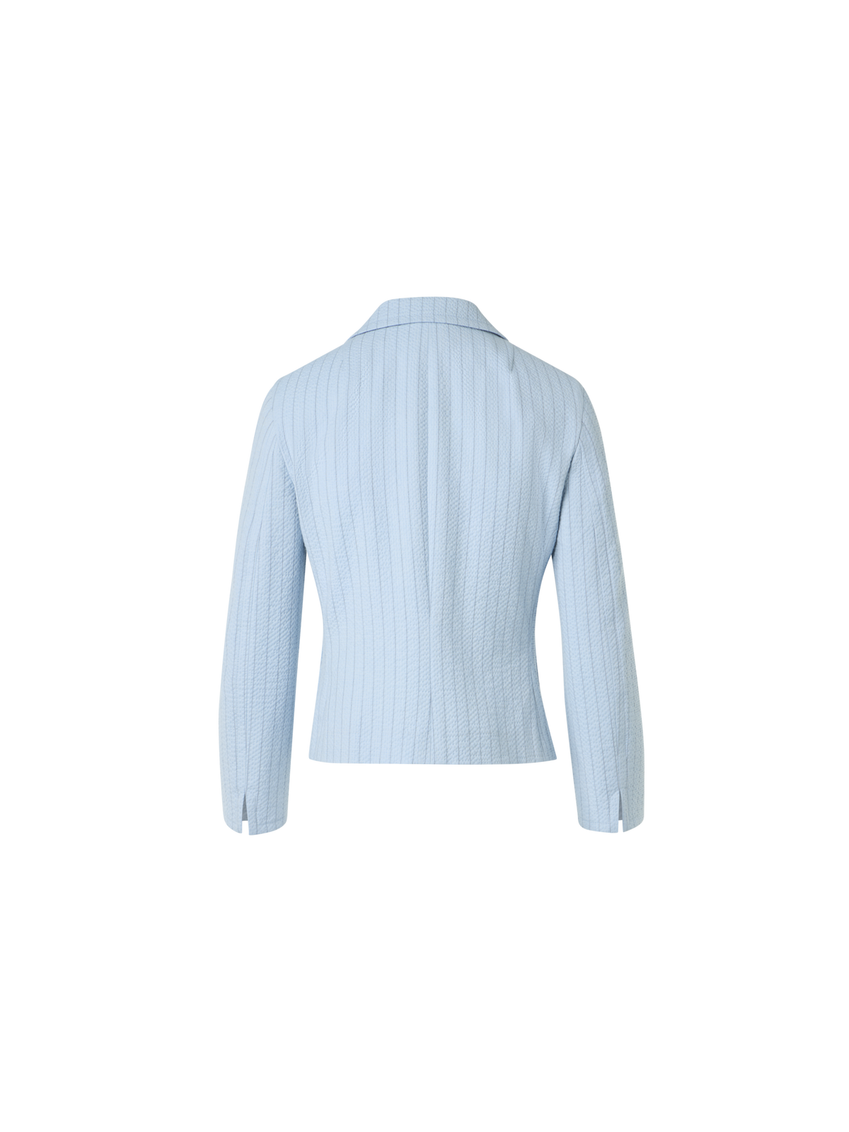 Designer Fitted Cotton Stripe Seersucker Lapel Jacket - blue