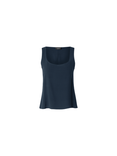 Designer Sleeveless Silk Georgette Top - navy - blue
