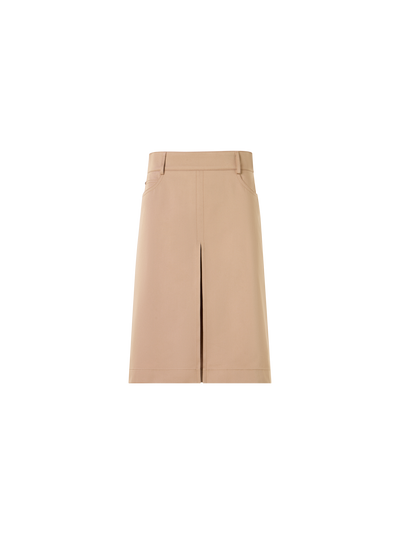 Designer A-Line Cotton Gabardine Skirt - beige