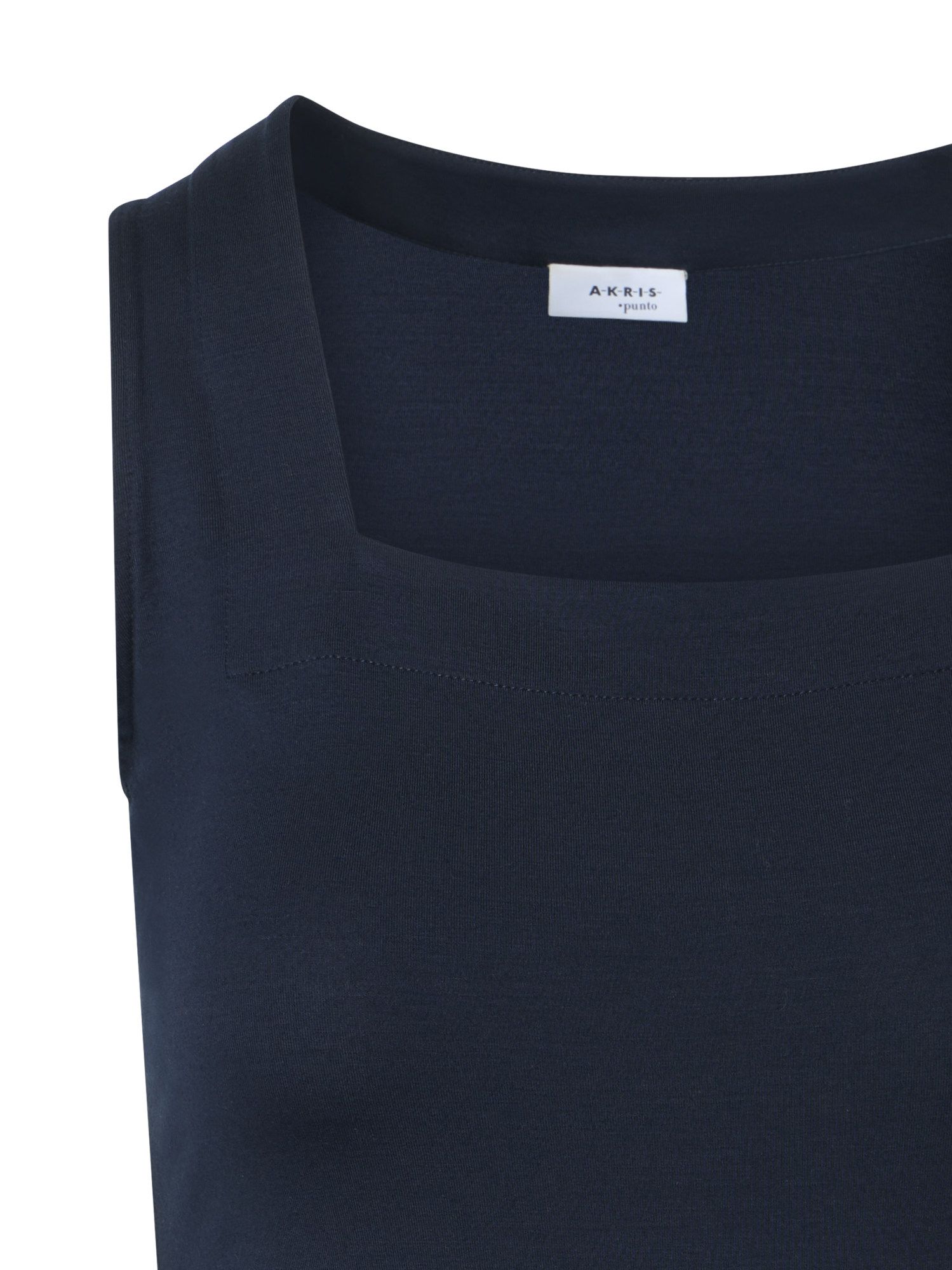 Designer Fitted Modal Stretch Top with Square Neck - navy - blue