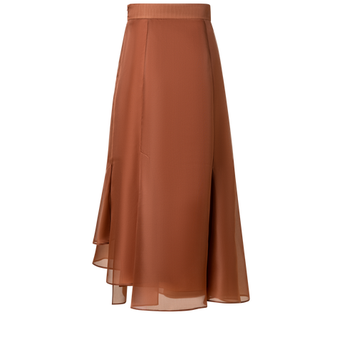 Silk Organza Asymmetrical Pleated Midi Skirt