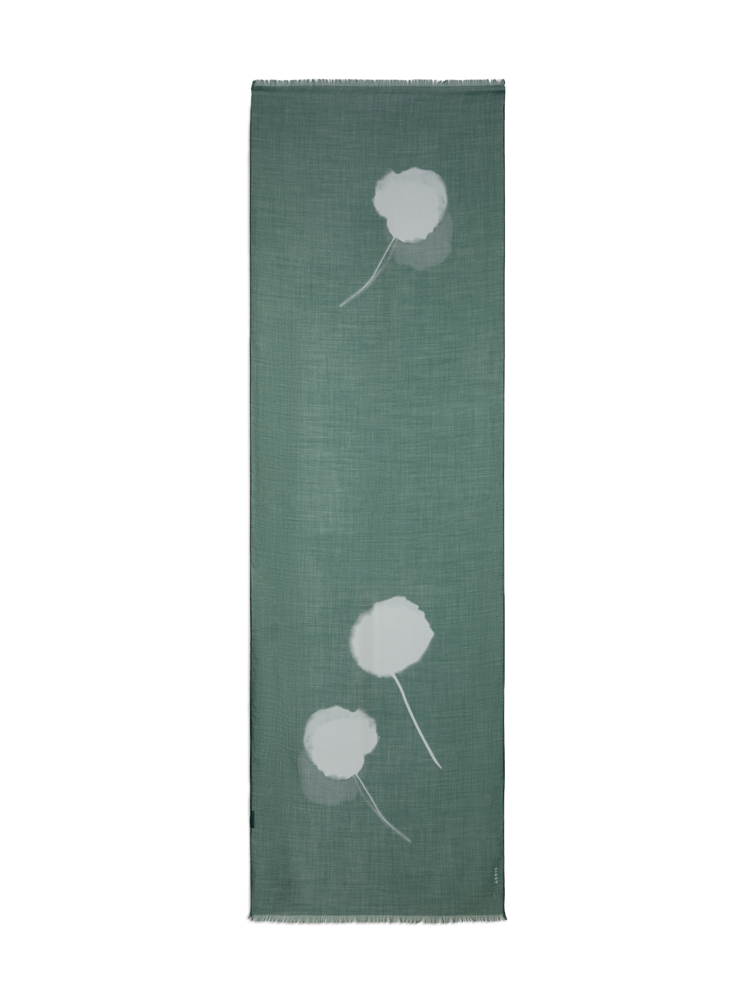 Designer Scarf in Cashmere Silk with Dandelion Print - green - multicolor