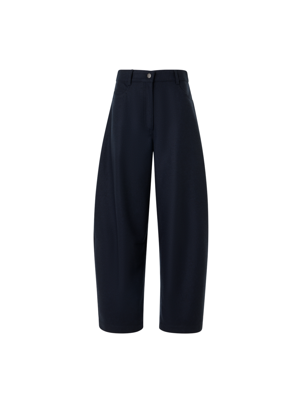 Designer Barrel Leg Pants in Heavy Wool Flannel - navy
