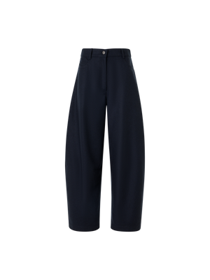 Designer Barrel Leg Pants in Heavy Wool Flannel - navy