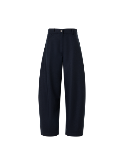 Designer Barrel Leg Pants in Heavy Wool Flannel - navy