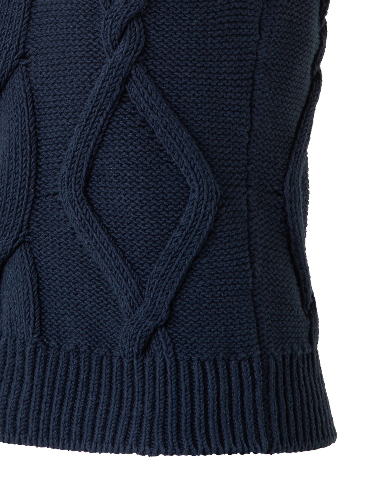 Designer Sleeveless Top in Chunky Cotton Cable Knit - navy - blue