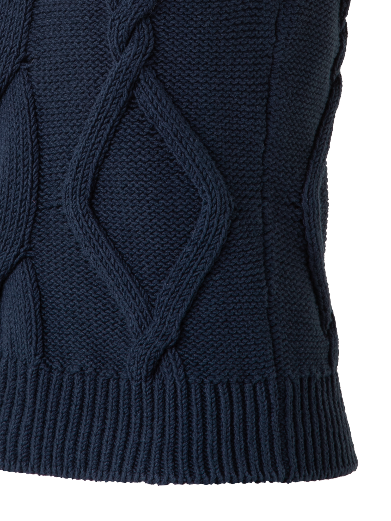 Designer Sleeveless Top in Chunky Cotton Cable Knit - navy - blue